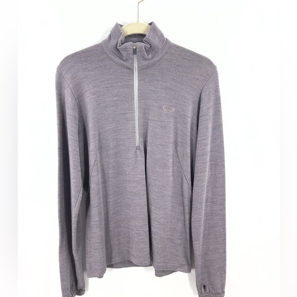 Icebreaker Womens 100% Wool Half Zip Sweater Top Size M Gray Purple Long Sleeve - Picture 10 of 10